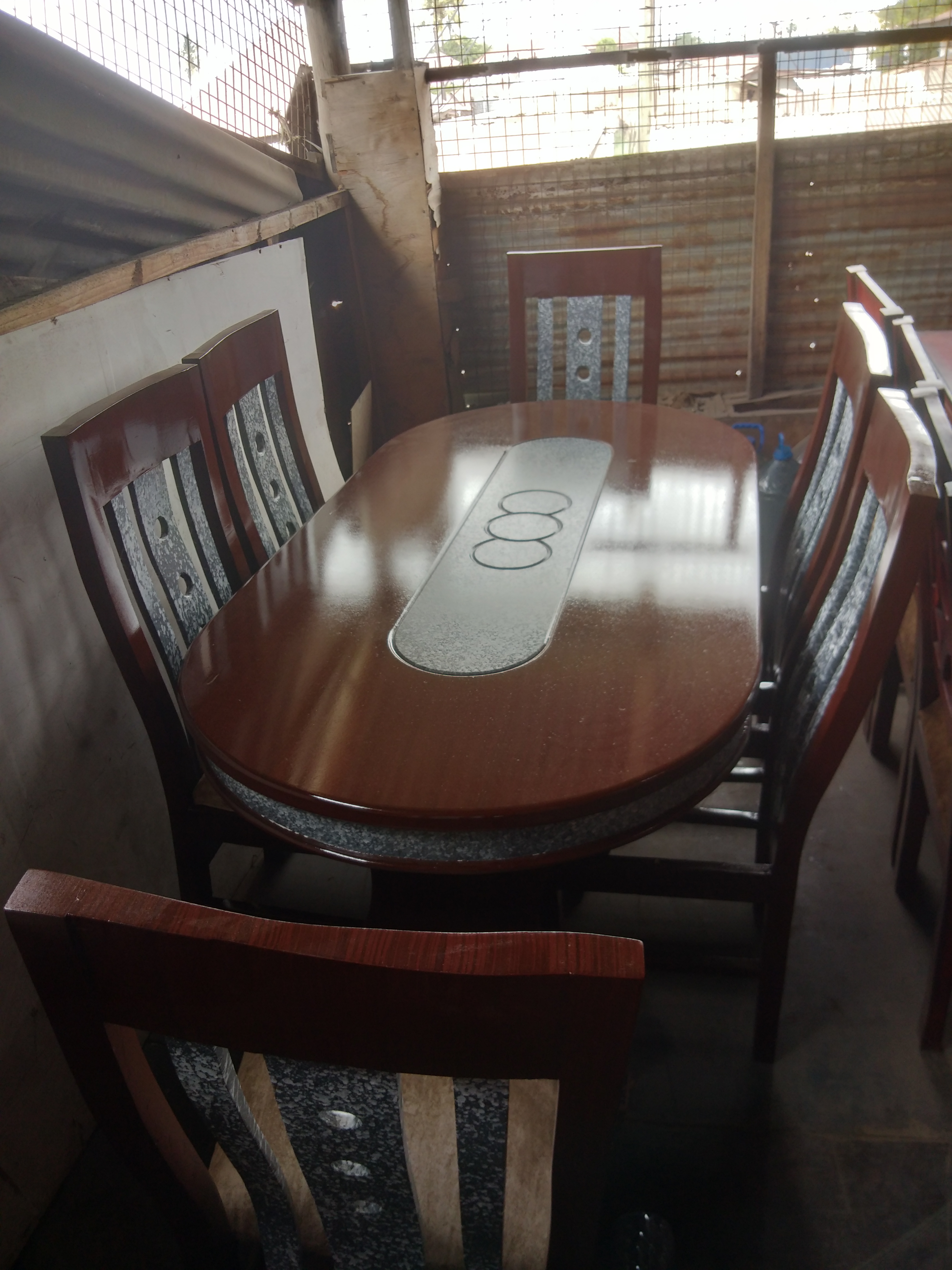 Long Oval Dining Table with Free Drinks Tray